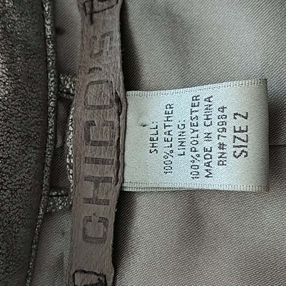 Chico's Silver Metallic Genuine Leather Moto Jacket Chico's 2 (US L or 12) - Picture 7 of 9